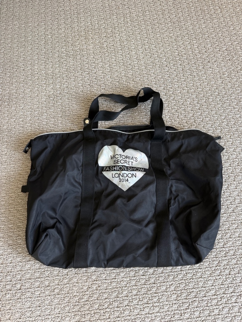 Victoria's Secret Black Tote with Silver Heart Logo